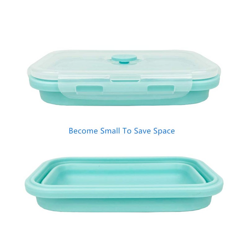 CARTINTS Silicone Collapsible Food Storage Containers-Prep/Storage Bowls with Lids - Set of 3 Square Silicone Lunch Containers - Microwave, Dishwasher and Freezer Safe (blue) - Image 5